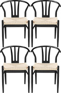 Topeakmart 4Pcs Dining Chairs Metal Legs Armchairs Black