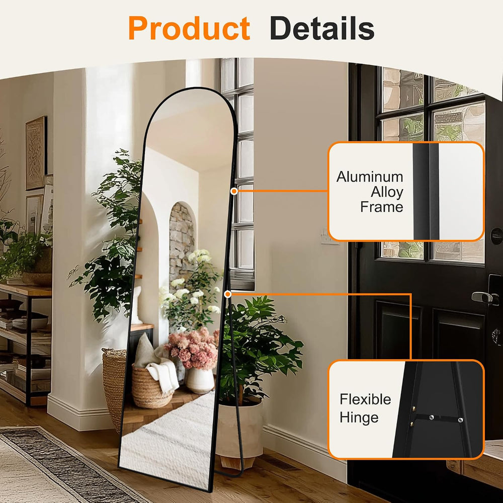 Arched Full Length Mirror, 56"x15" Standing Body Mirror for Wall, B...