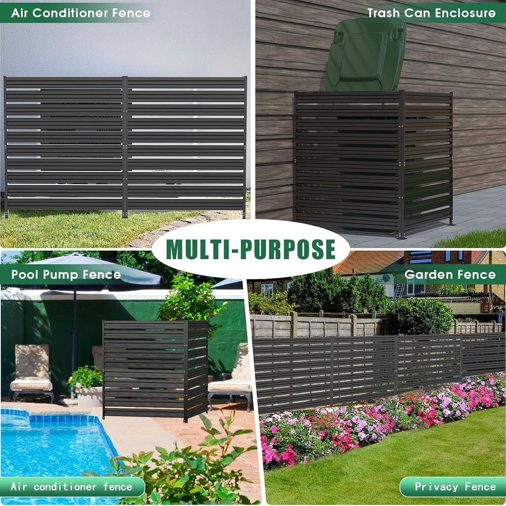 3 Panels Metal Air Conditioner Fence, 42" H x 38" W Privacy Fence P...