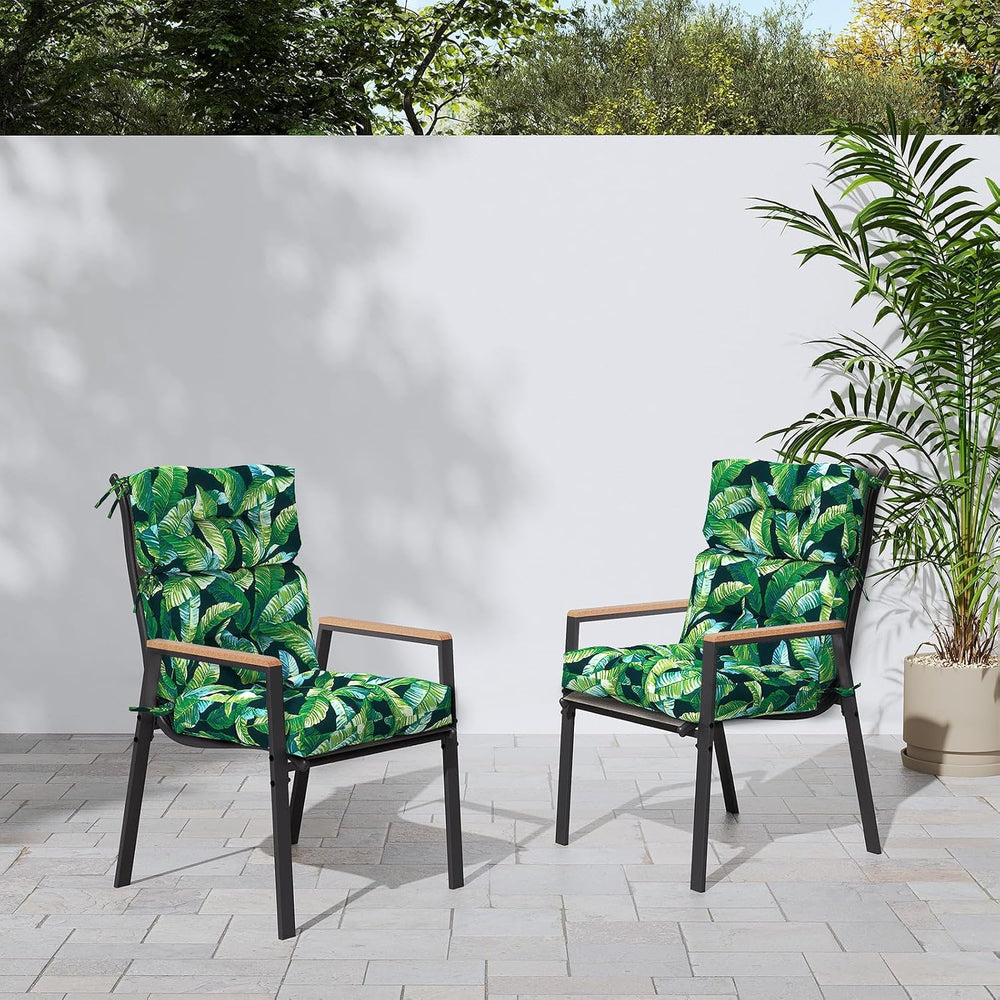 Outdoor High Back Chair Cushions Set of 2, Water-Resistant Chair Cushions for...