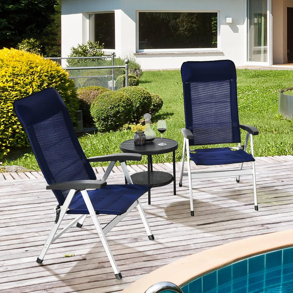 Tangkula Set of 4 Patio Folding Chairs, Portable Reclining Chairs with 7-Posi...