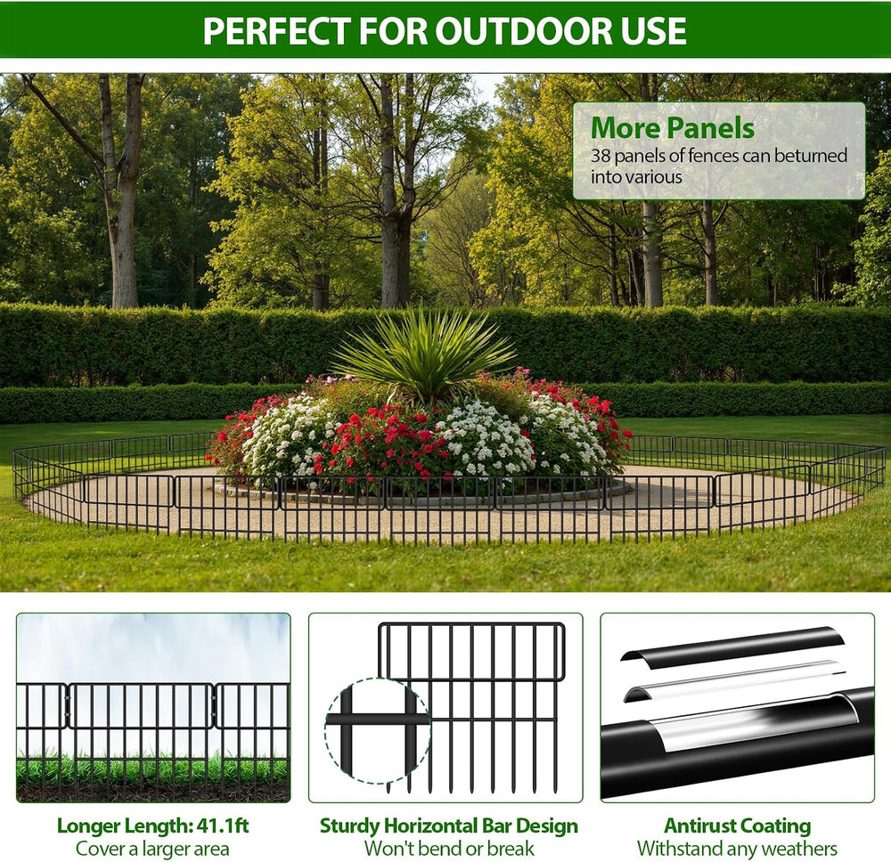 ULIOK 38 Panels Animal Barrier Fence, No Dig Fence 41.1ft(L) x12in(H), Garden...