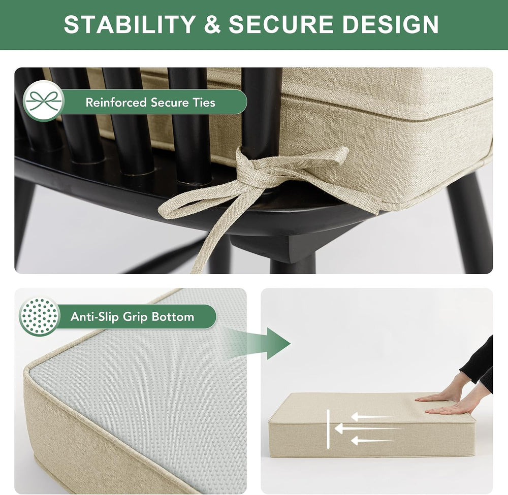 Summsun Patio Chair Cushions Set of 4, Faux Linen Outdoor Furniture Cushions,...