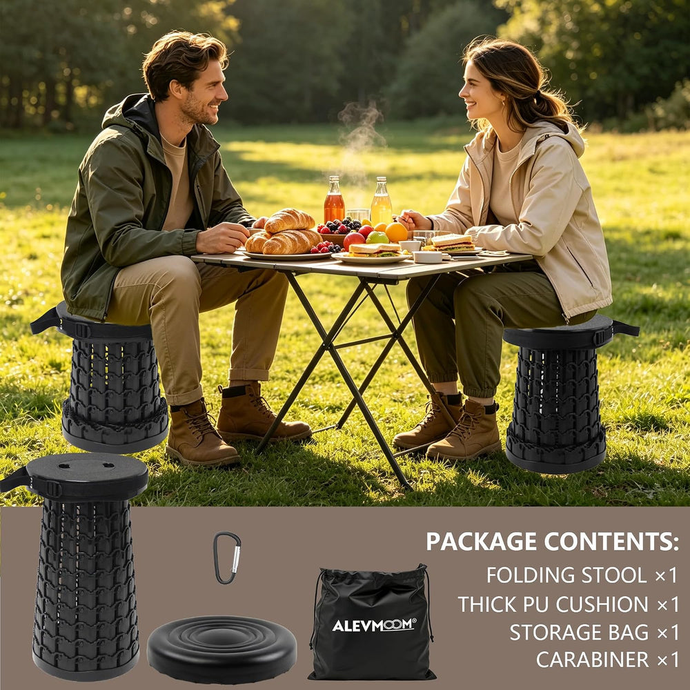 ALEVMOOM Upgraded Telescopic Collapsible Stool with Rotatable Cushion, 600lbs...