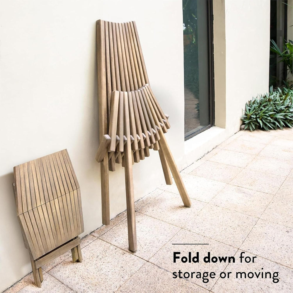 Melino Tamarack Acacia Wood Folding Lounge Chair, Low Profile Lounger