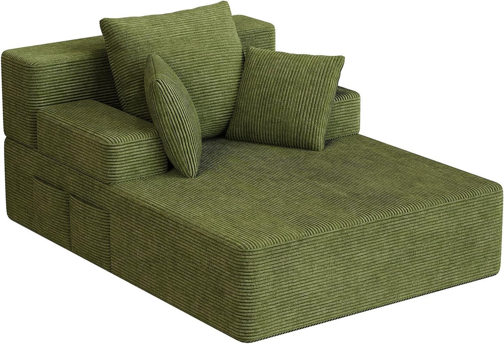 79.5" Oversized Boneless Chaise Lounge, Chaise Lounge Chair Indoor, Green