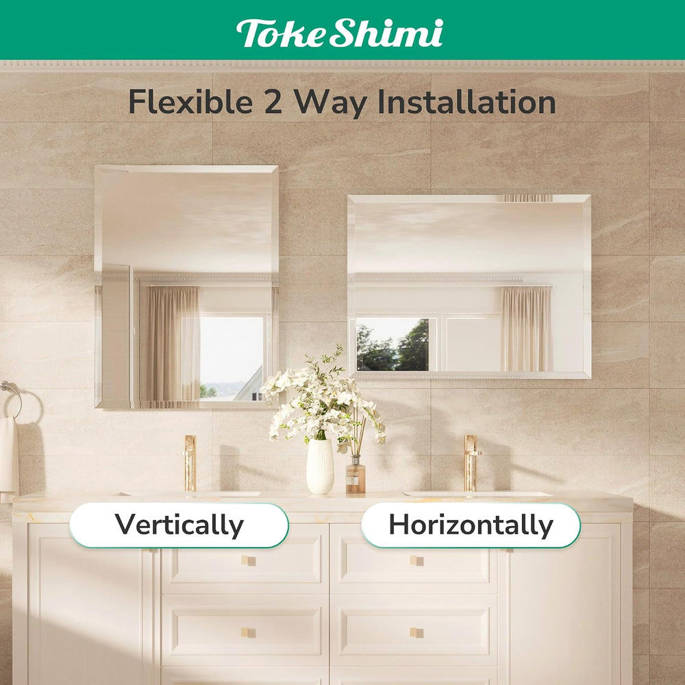 TokeShimi Bathroom Vanity Mirror Frameless with 1" Beveled Edge 24x30 in