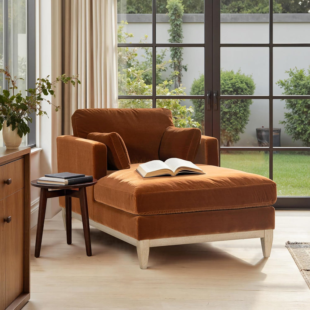 Jennifer Taylor Home Knox 65" Modern Farmhouse Chaise Lounge Chair, Burn...