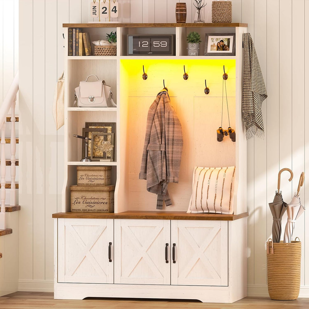 CSZZD Hall Tree with Bench & Entryway Coat Rack with Shoe Storage