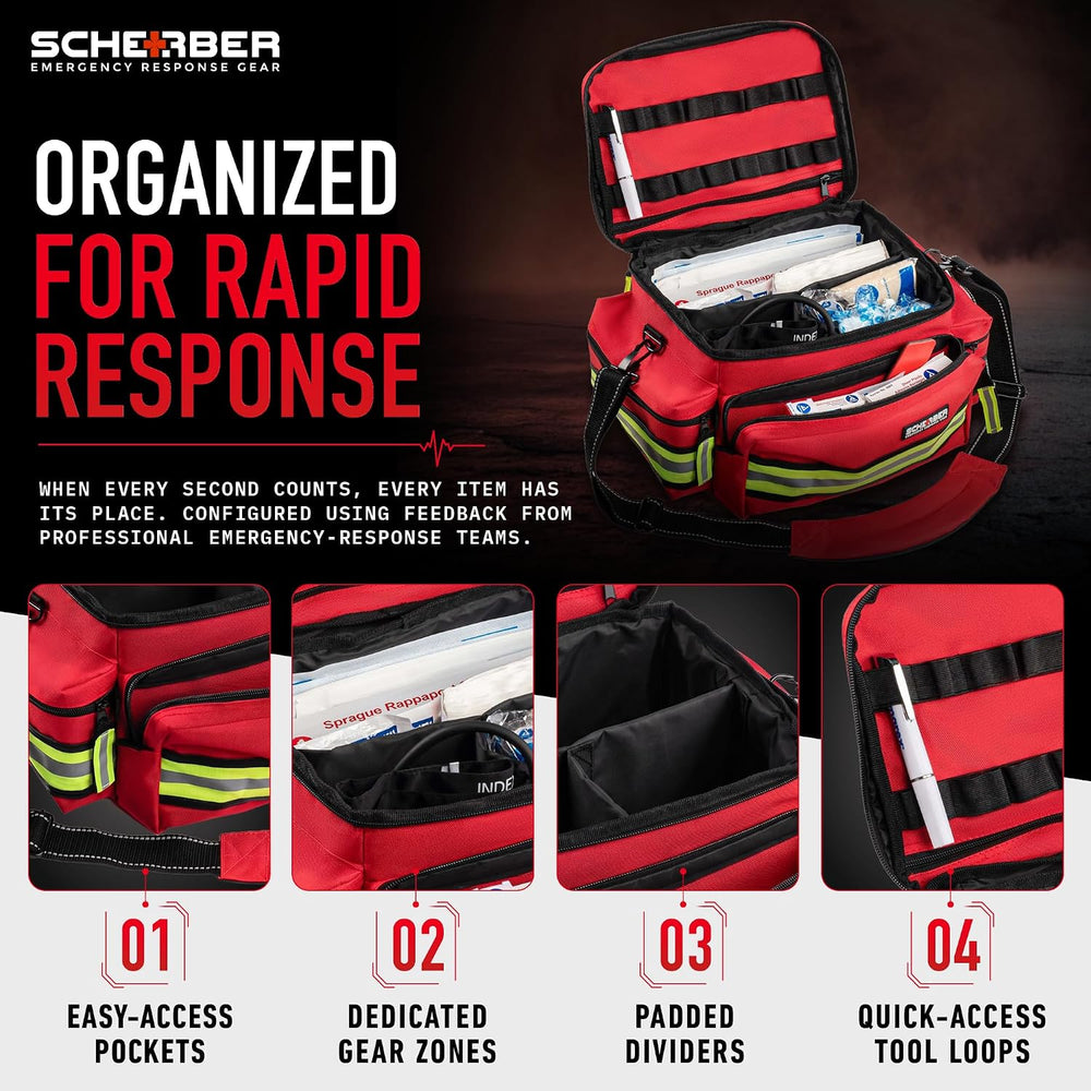 Scherber First Responder Fully-Stocked Professional Essentials EMT/EMS Trauma...