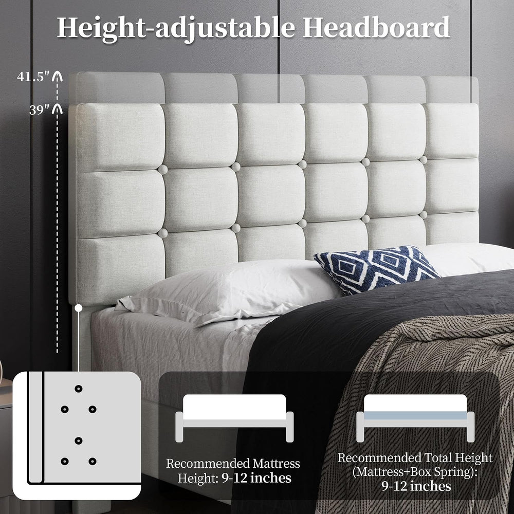 Yaheetech Full Size Upholstered Tufted Bed Frame with Headboard