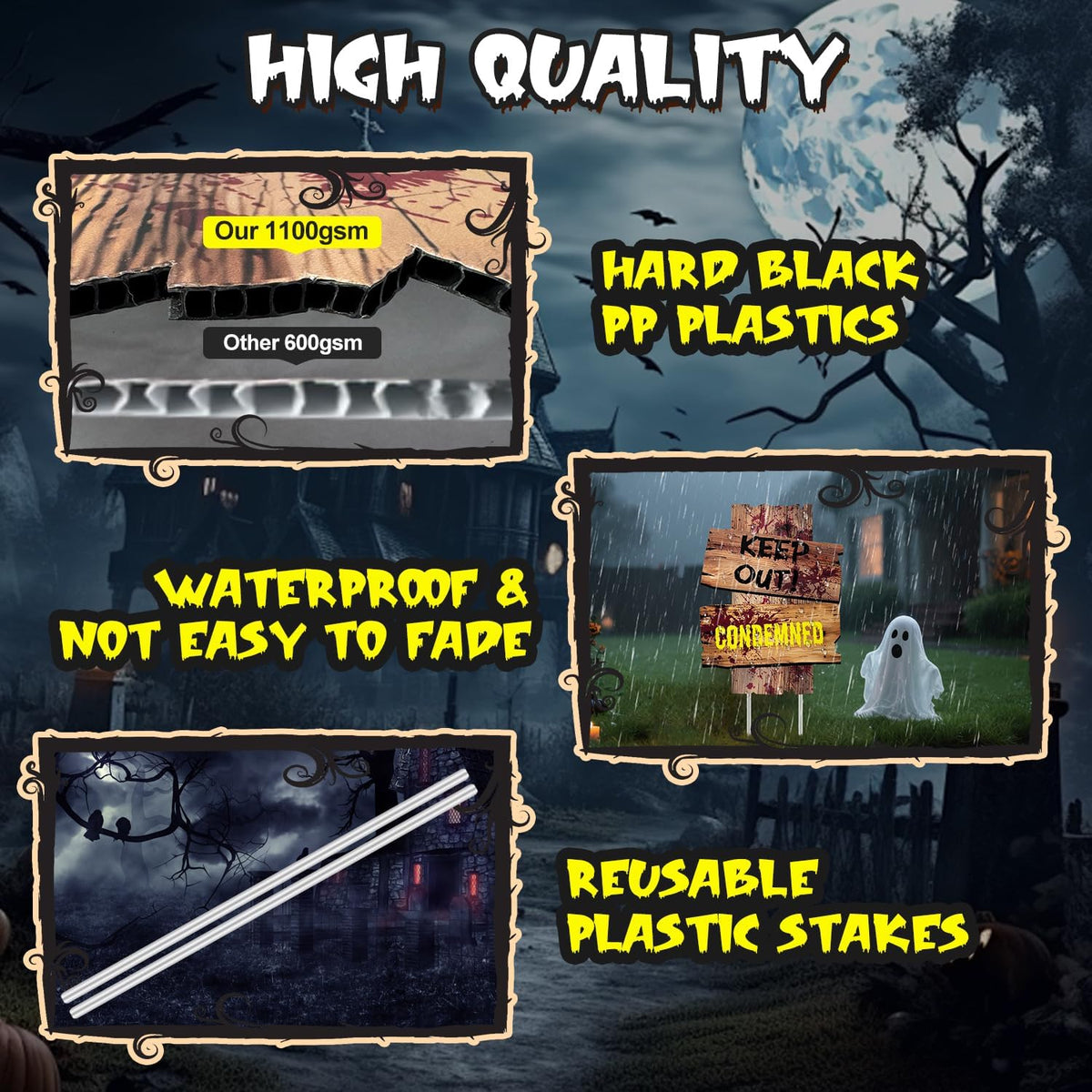 Halloween Decorations Outdoor, 10 Pack Realistic Corrugated Plastic Tombstones and Scary Decorative Signage with Stakes, Scary Lawn Decor for Vampire Graves, Garden (14.9"x11.5") Garden Pedestals