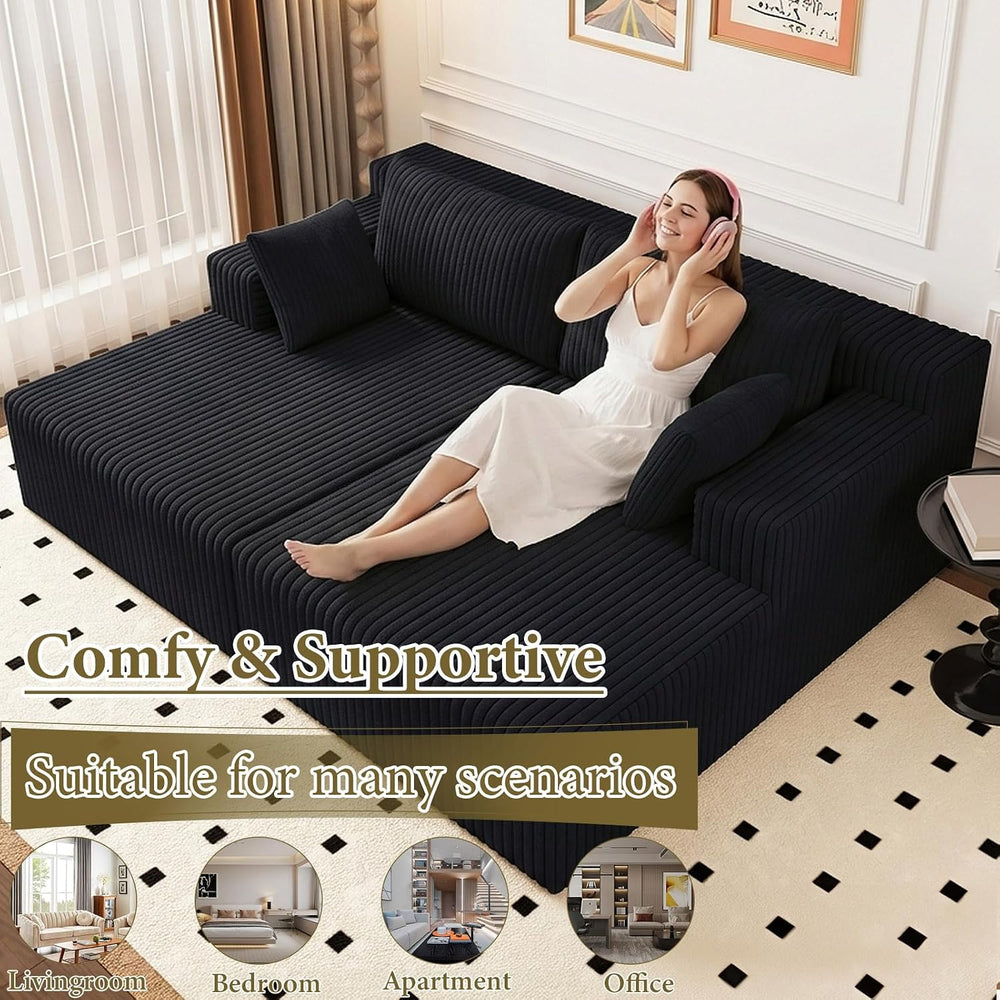 71" Oversized Double Chaise Lounges Indoor, Upholstered Corduroy Oversiz...