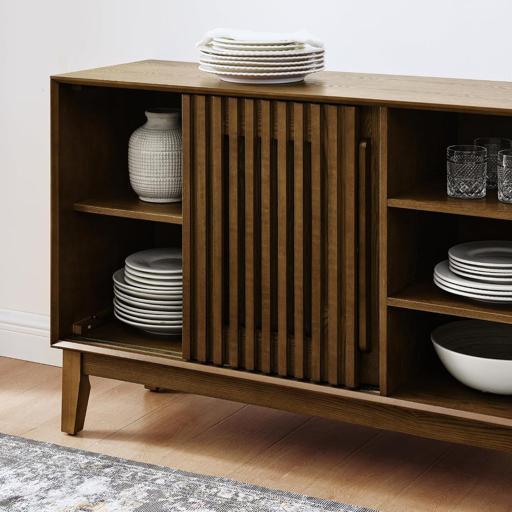 LKTART 47.3" Mid Century Modern Sideboard Buffet Cabinet with Sliding Door