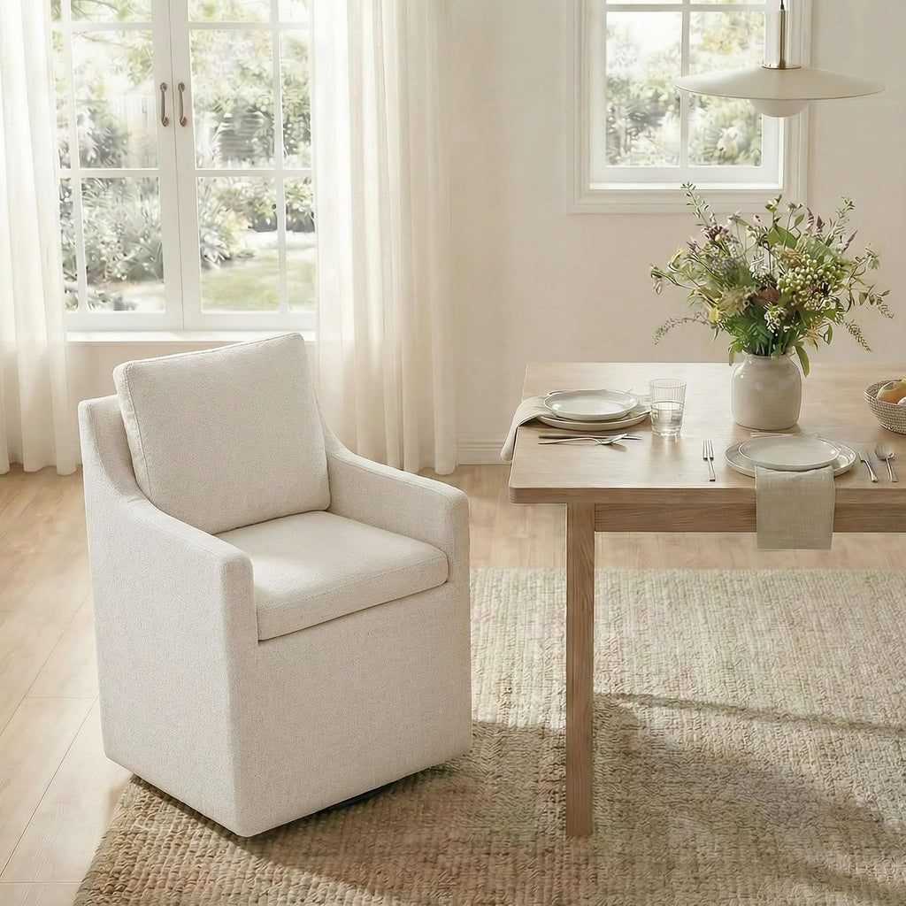 KISLOT Upholstered Dining Chairs Set of 1 with Washable Cover, Oatmeal