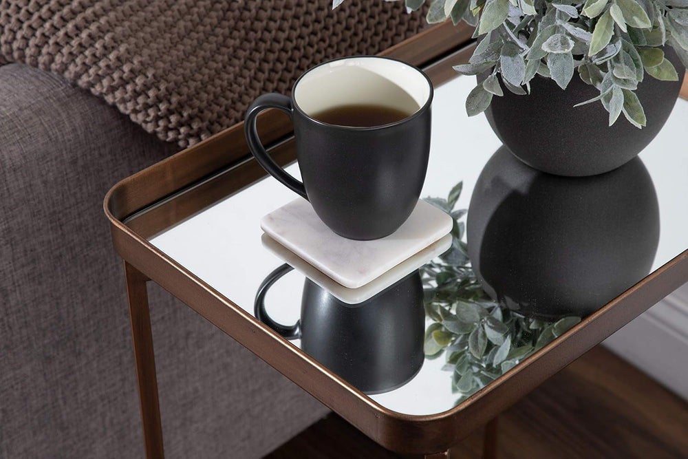 Kate and Laurel Celia Modern Mirrored Tray Side Table, 18 x 12 x 26, Dark Bro...