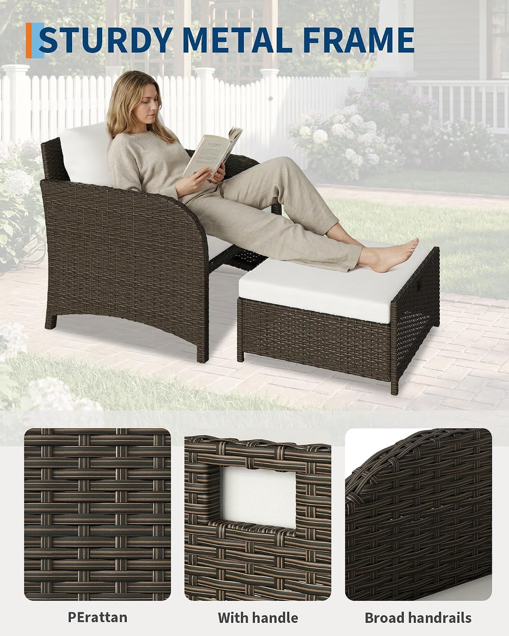 Garvee 5-Piece Outdoor Patio Conversation Set with Hidden Ottomans