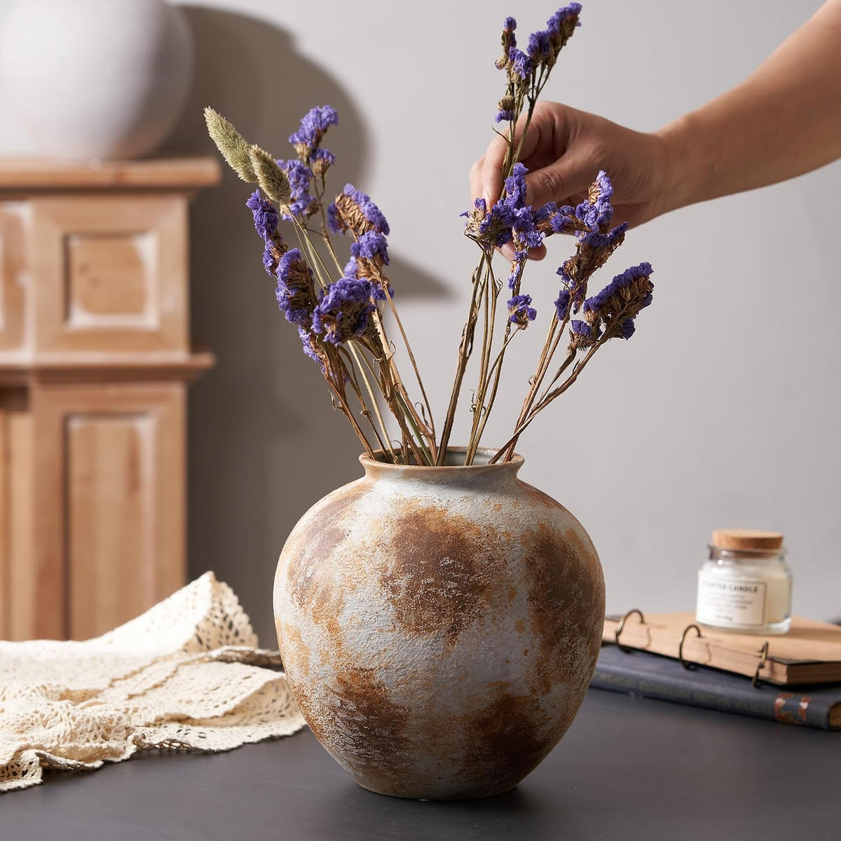 7.8 Inch Ceramic Vase, Stone Yellow