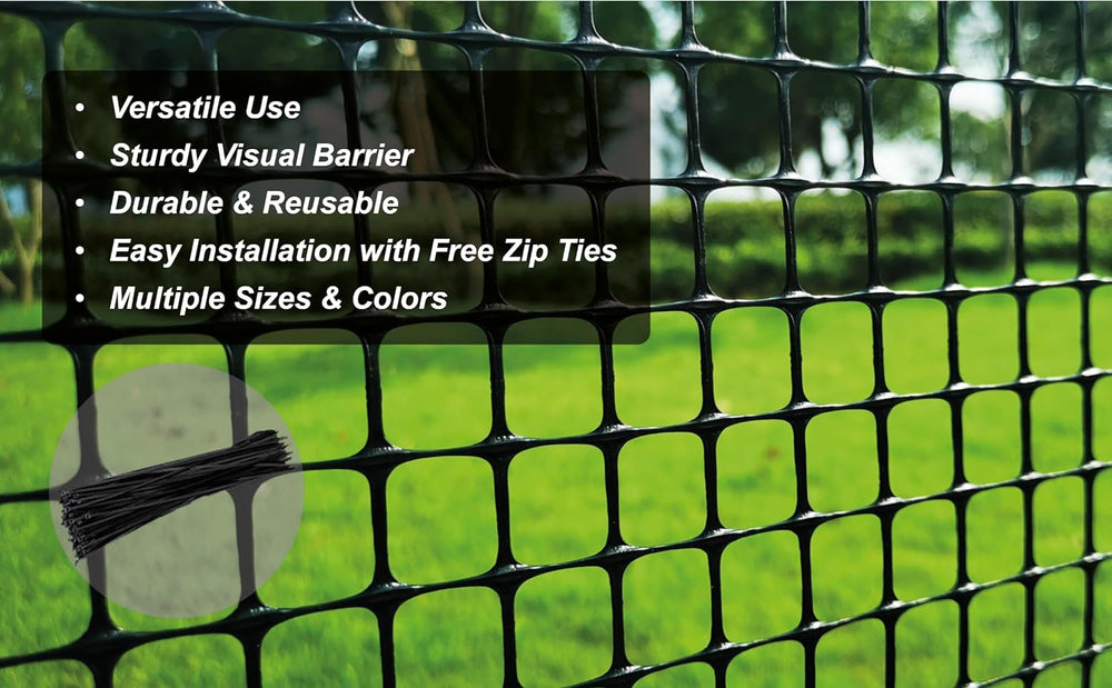 PotatoLife Black Plastic Garden Fence, Hardware Mesh, 24'' x 25'