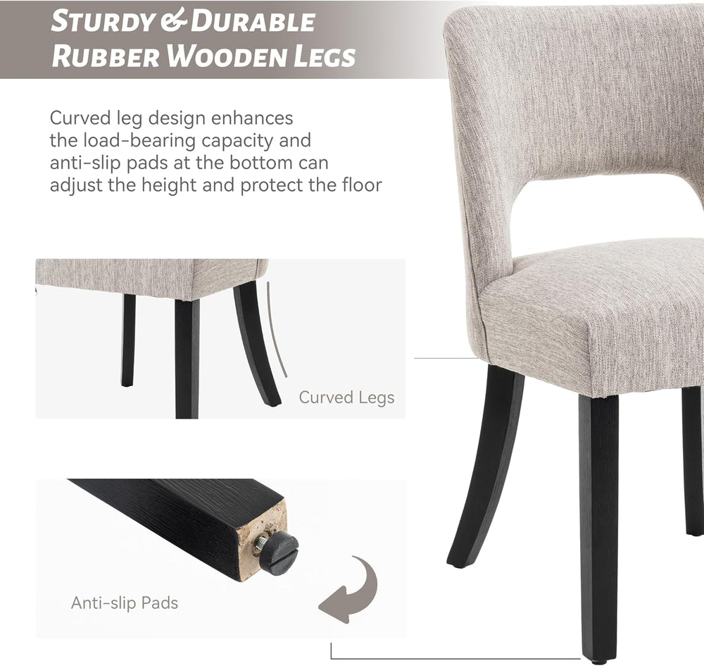 VKNOW Dining Chairs Set of 4, Fabric Dining Chairs, Grey-Black Legs