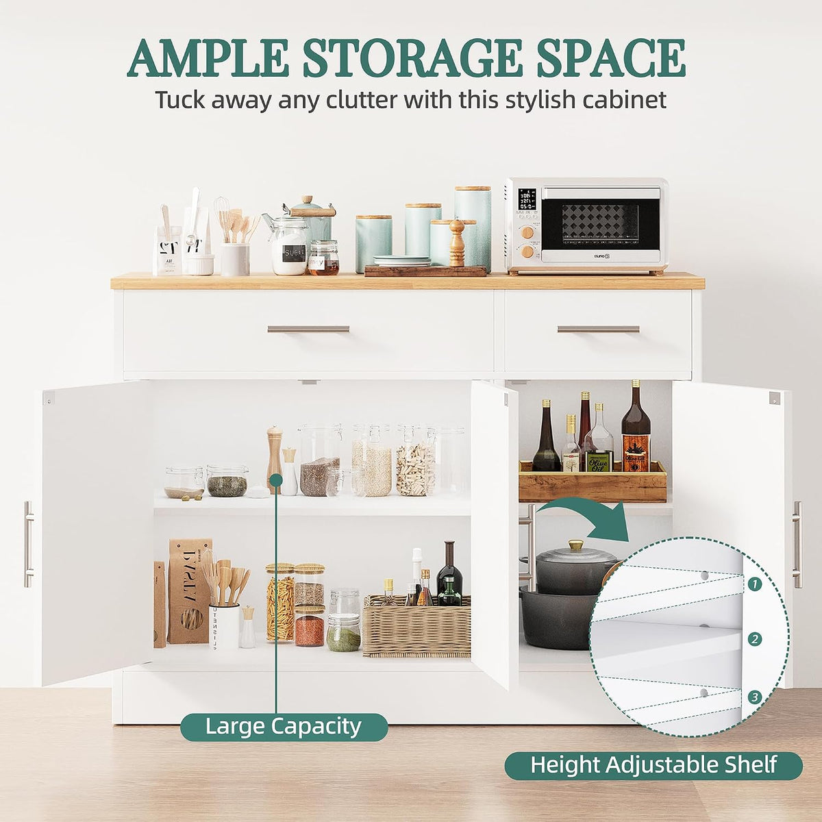 Shintenchi 42" Buffet Cabinet with Storage, Kitchen Barn Door Cabinet