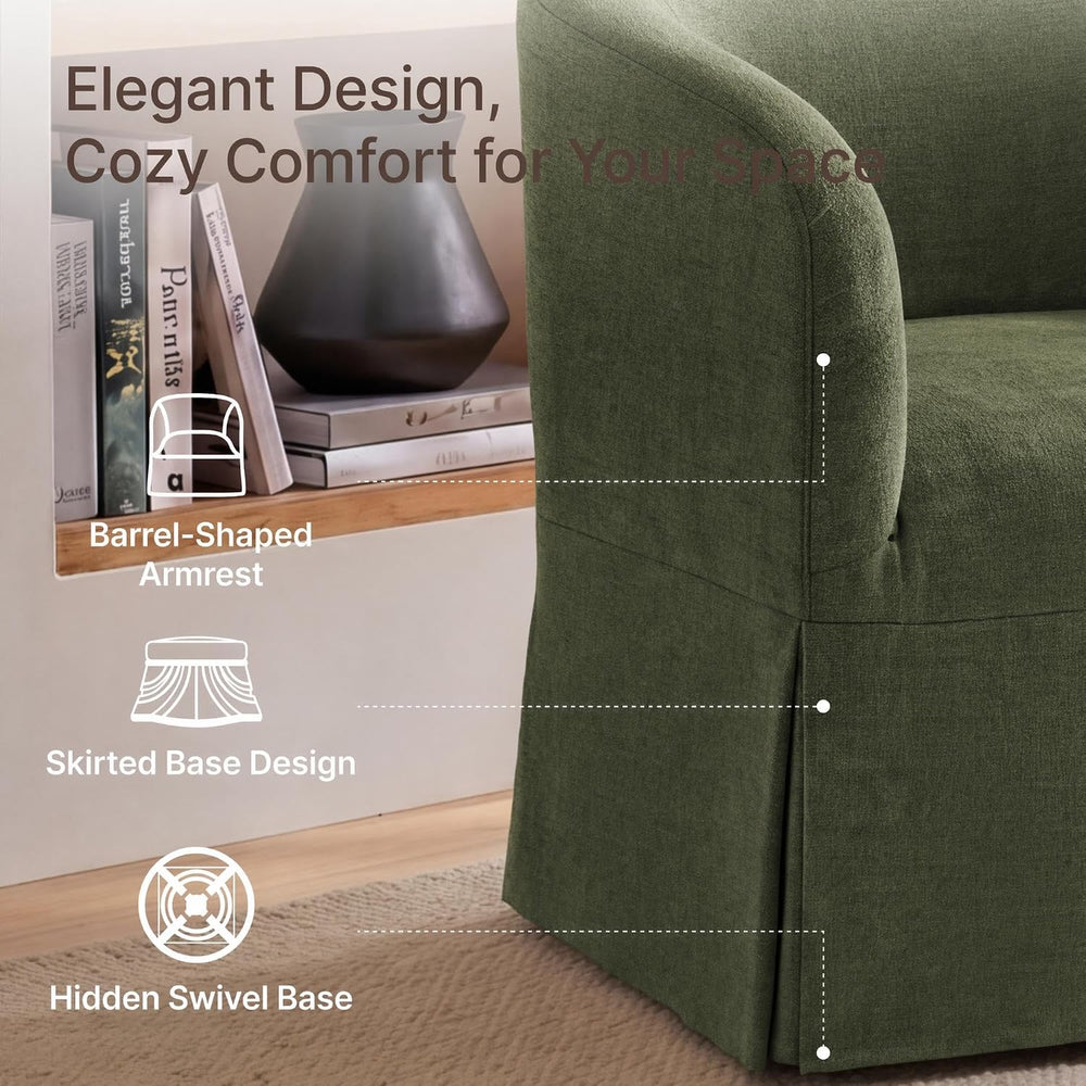 KISLOT Modern Swivel Accent Chair, Barrel Chair, Green