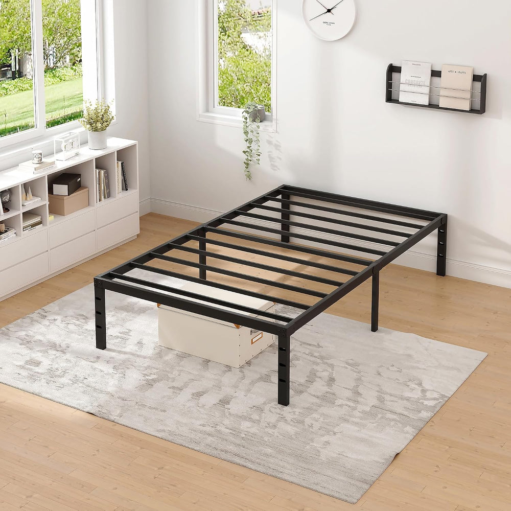 NEW JETO Metal Bed Frame,Twin Size Bed Frame with Storage Space,14 Inch