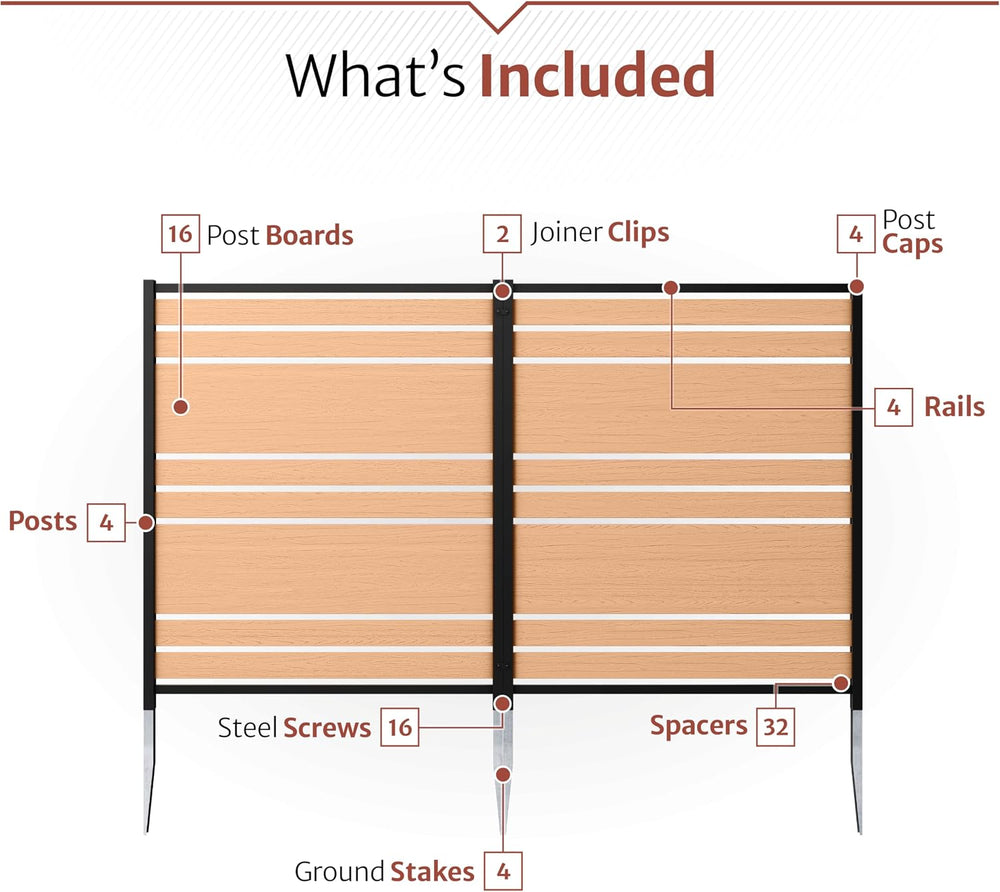Enclo Vienna Privacy Screen, Cedar Vinyl DIY No Dig Kit