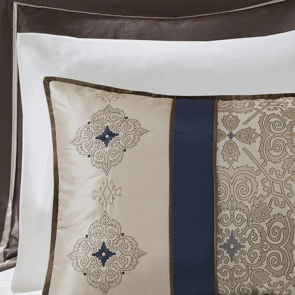 Madison Park Essentials Queen Comforter Set, 24 Piece Room in a Bag Navy