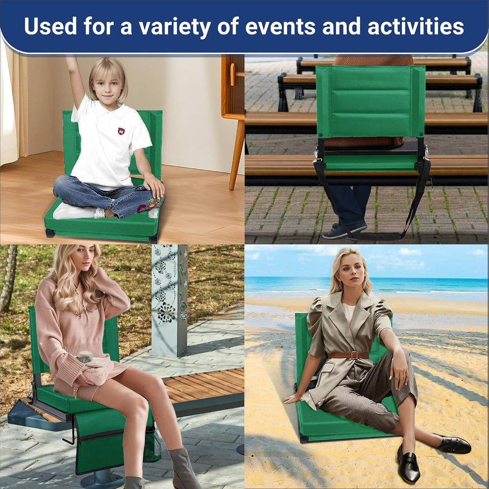Stadium Seat for Bleachers with Back Support and Thick Padded Cushion