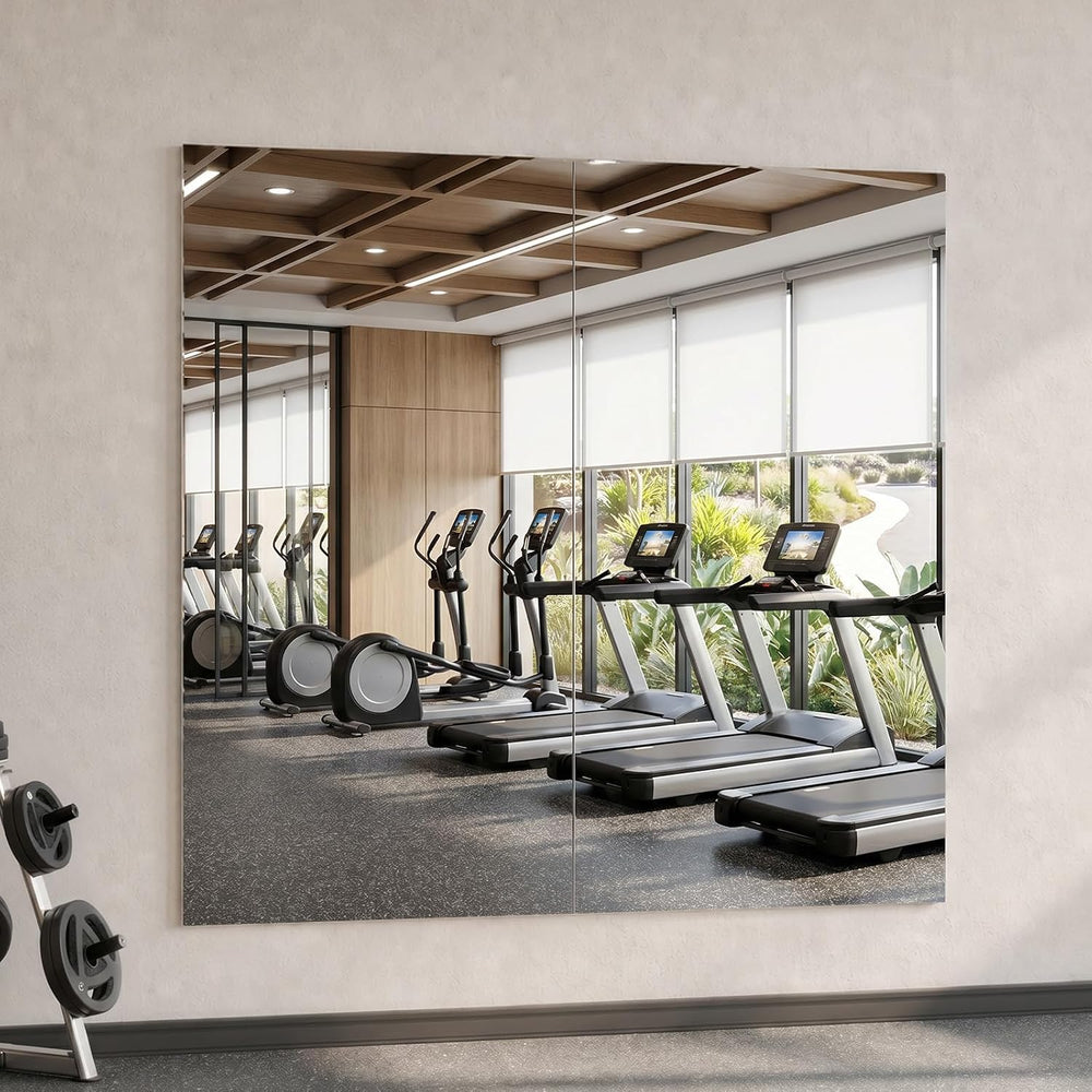 brisafe Gym Mirror, 48"x24" 2-Pack Magnetic No-Drill Wall Mirror