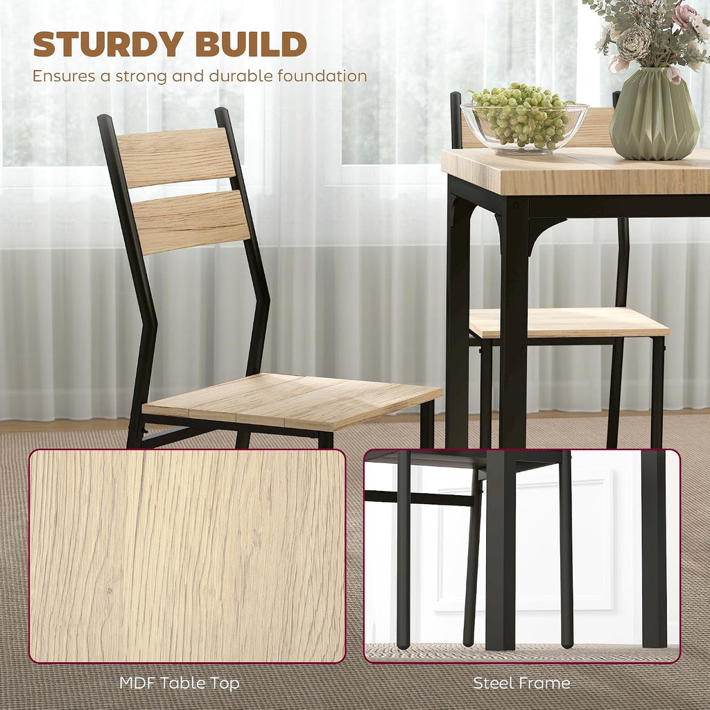 HOMCOM Dining Table Set for 2, Dining Room Set, 3 Piece, Light Wood Grain