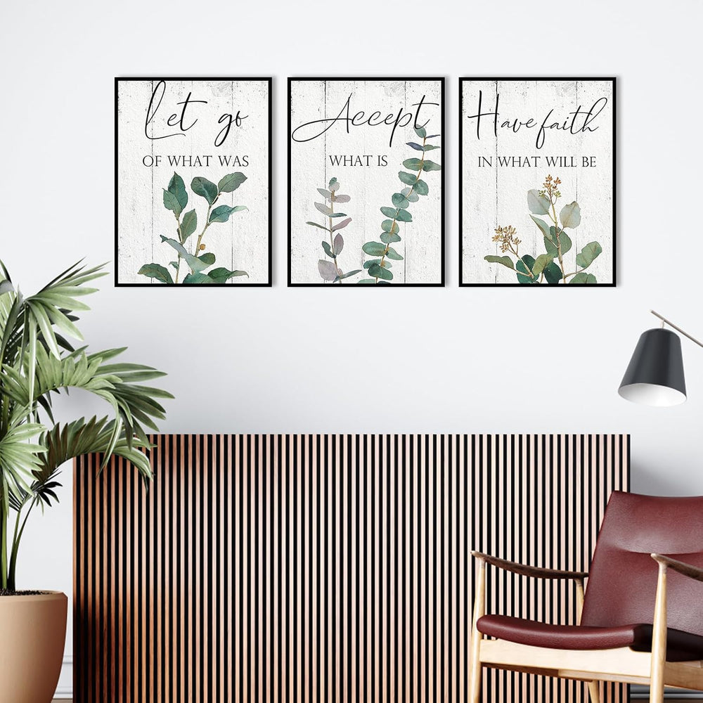 1 KINGO Inspirational Boho Eucalyptus Wall Art 12"x16" Set of 3