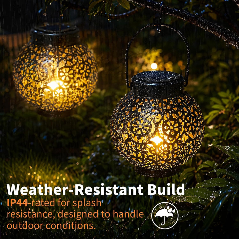 2 Pack Solar Hanging Lanterns Lights Outdoor, LED Warm White Lights