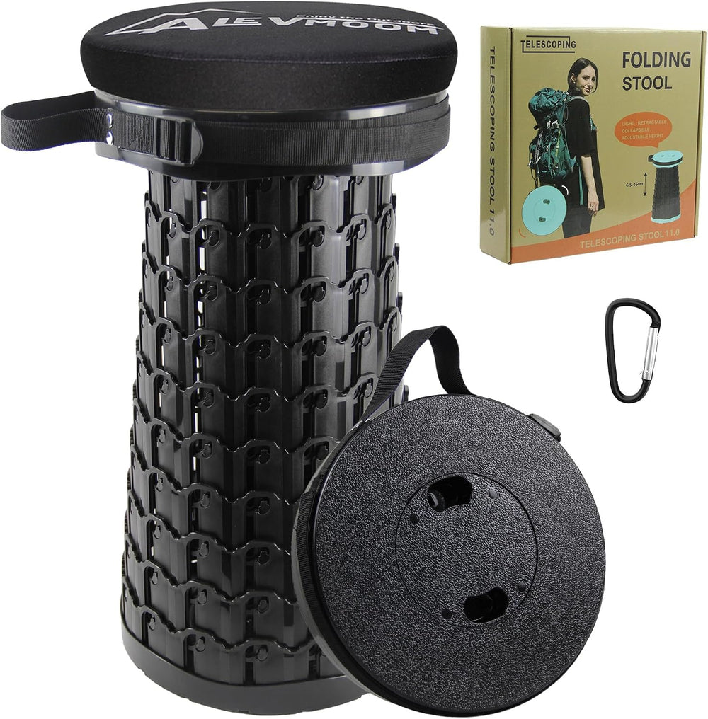 ALEVMOOM Telescoping Stool with Thick Cushion, H18.1 D10.24 Collapsible Retra...