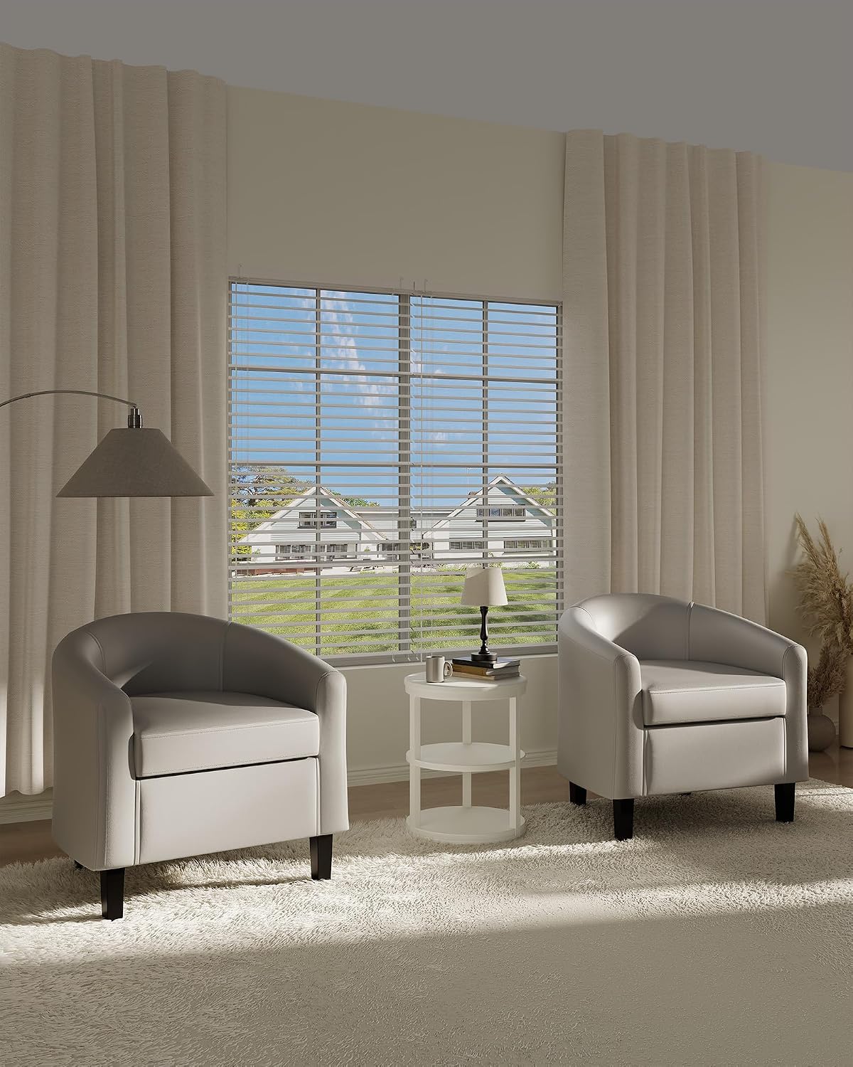 garveehome accent chairs set of 2 faux leather shown in use