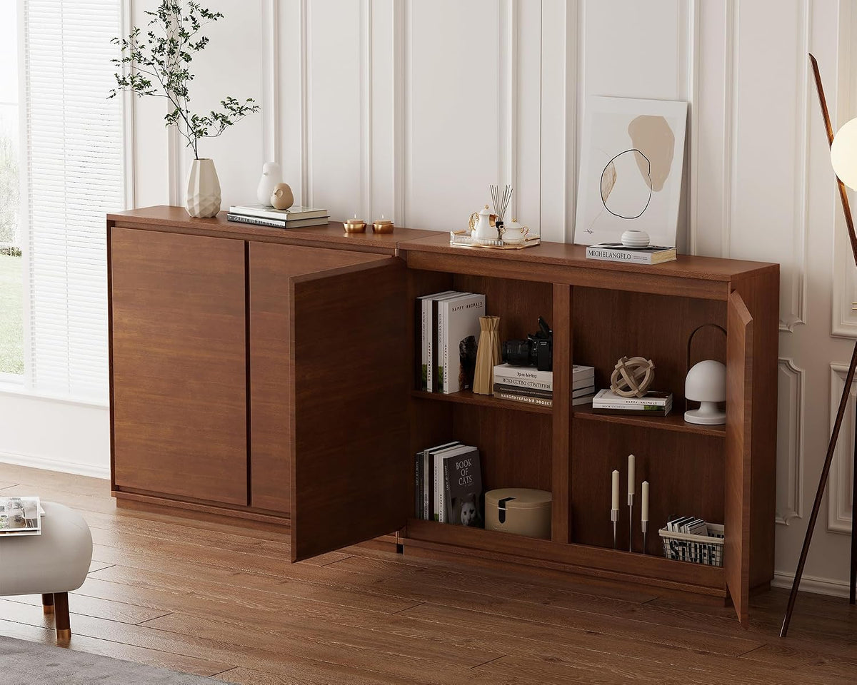 LKTART 39"Real Wood Veneer Narrow Sideboard Buffet,Entryway Storage Cabinet