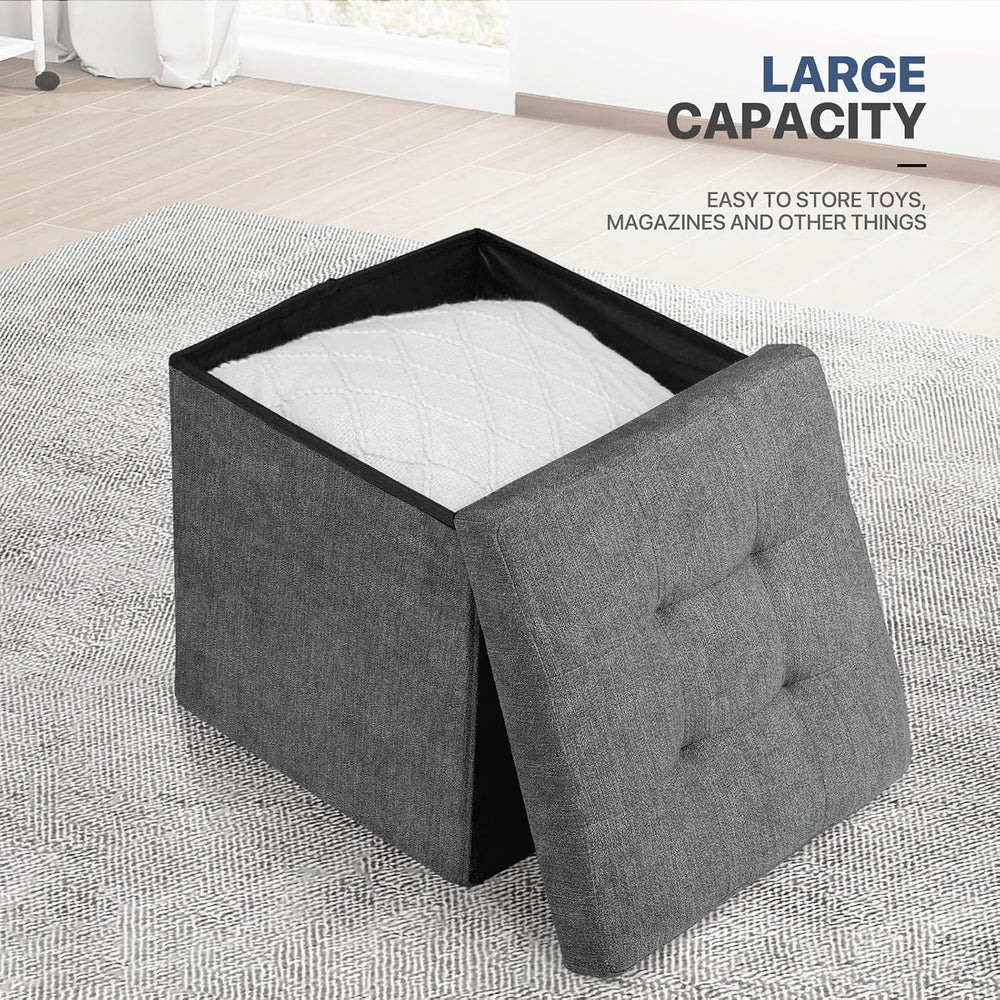 MoNiBloom 15 Inches Storage Ottoman Cube, Folding Square Foot Rest Stool, Sma...