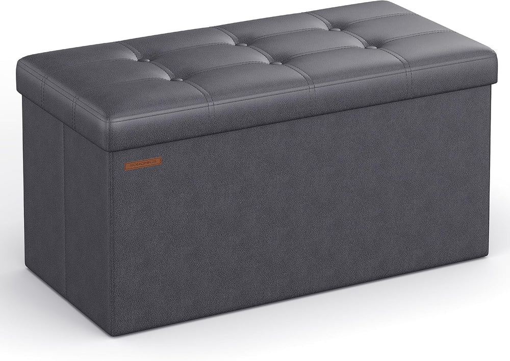 SONGMICS Storage Ottoman Bench, 30 Inches Folding Foot Rest Stool