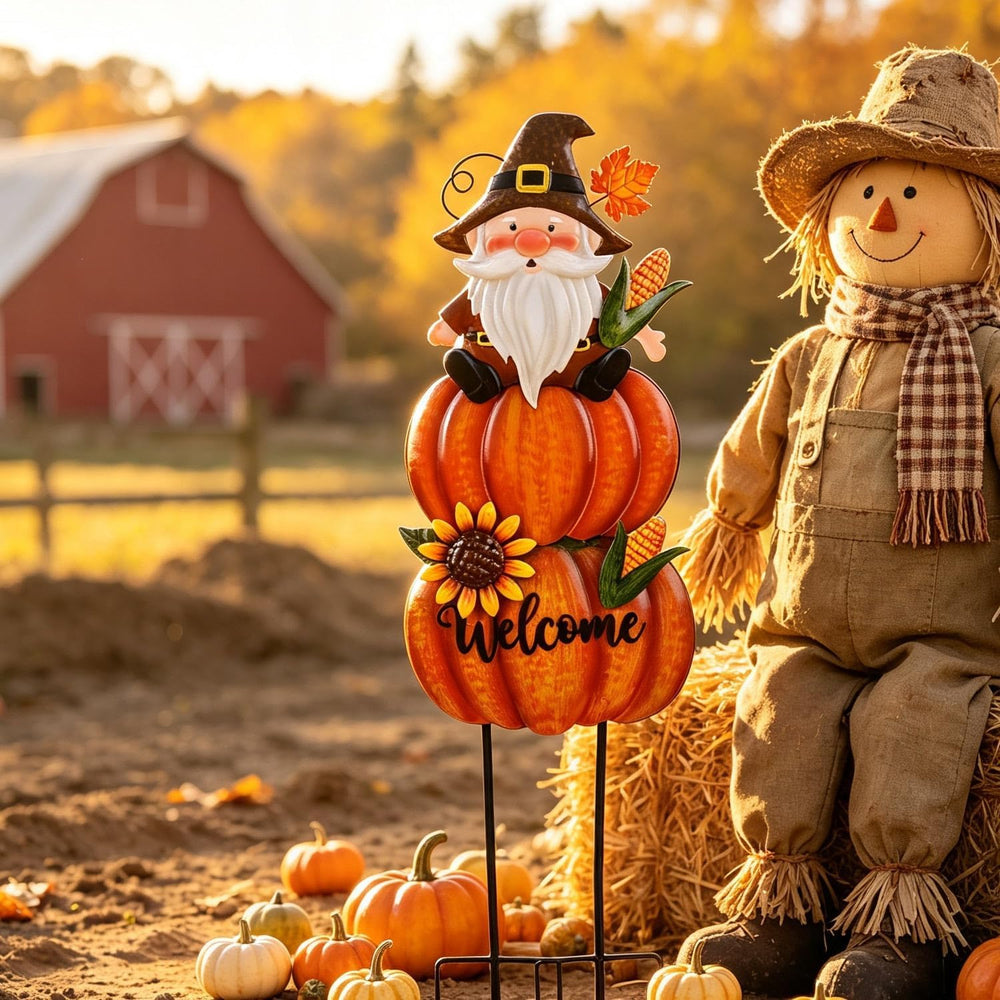 Fall Gnome Yard Stakes Large 39.3inch for Thanksgiving Decor