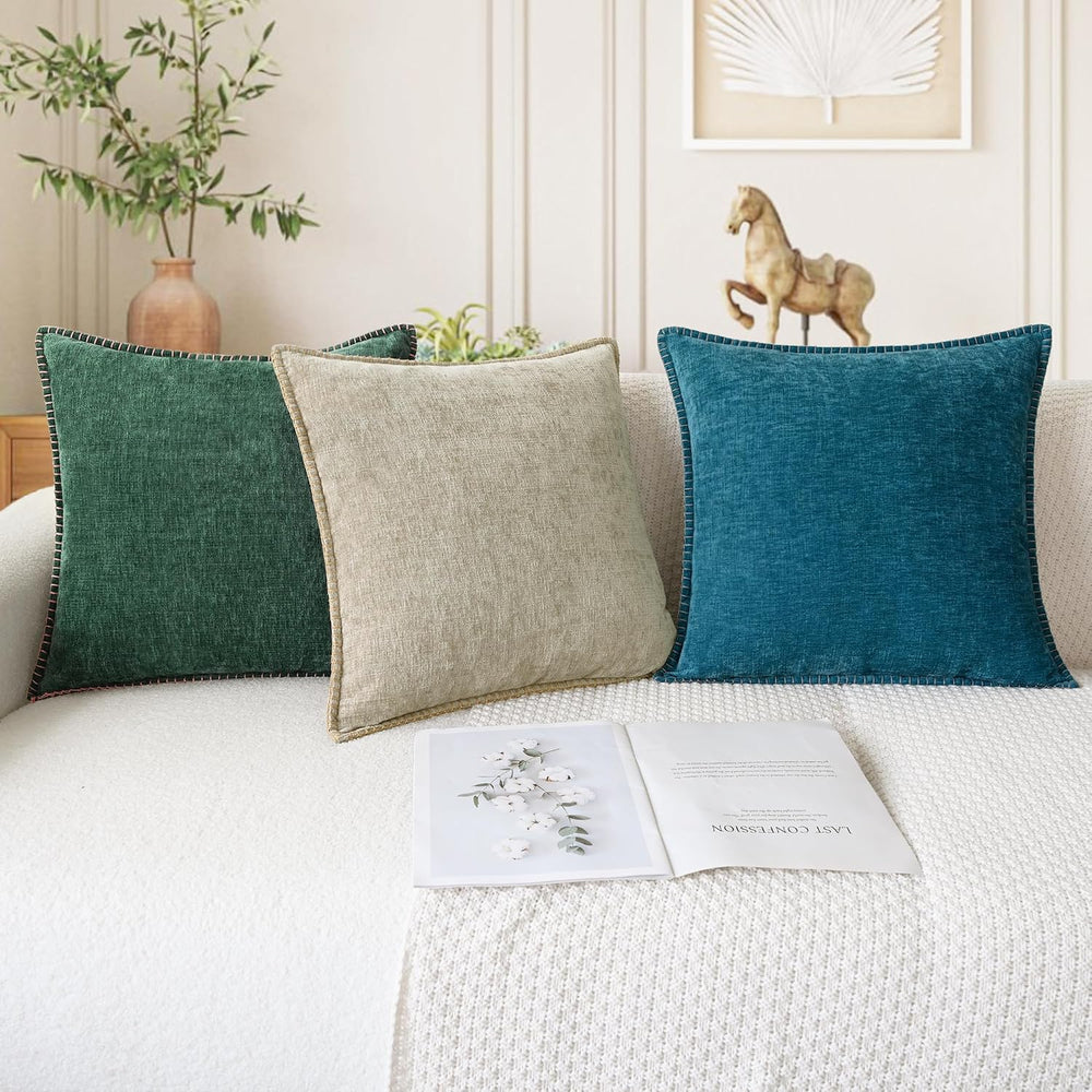 CaliTime Decorative Couch Throw Pillow Covers 24 X 24 Inches Dark Green