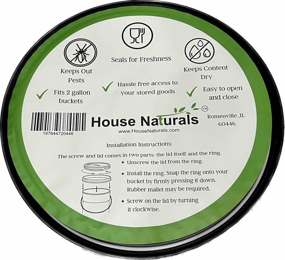 House Naturals Food Grade 2 Gallon Plastic Bucket with Screw on Lid - Made in...