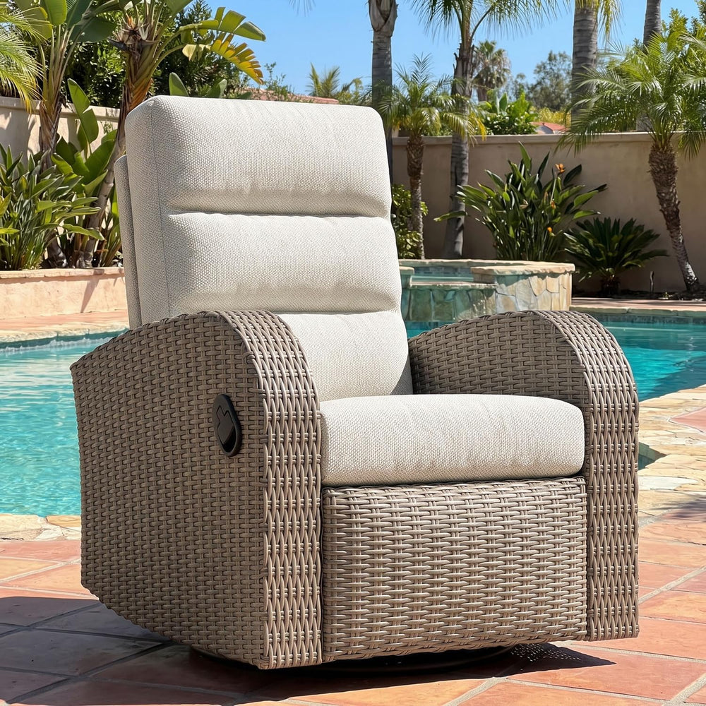 LayinSun Oversized Wicker Outdoor Swivel Glider Recliner with Adjustable Back...