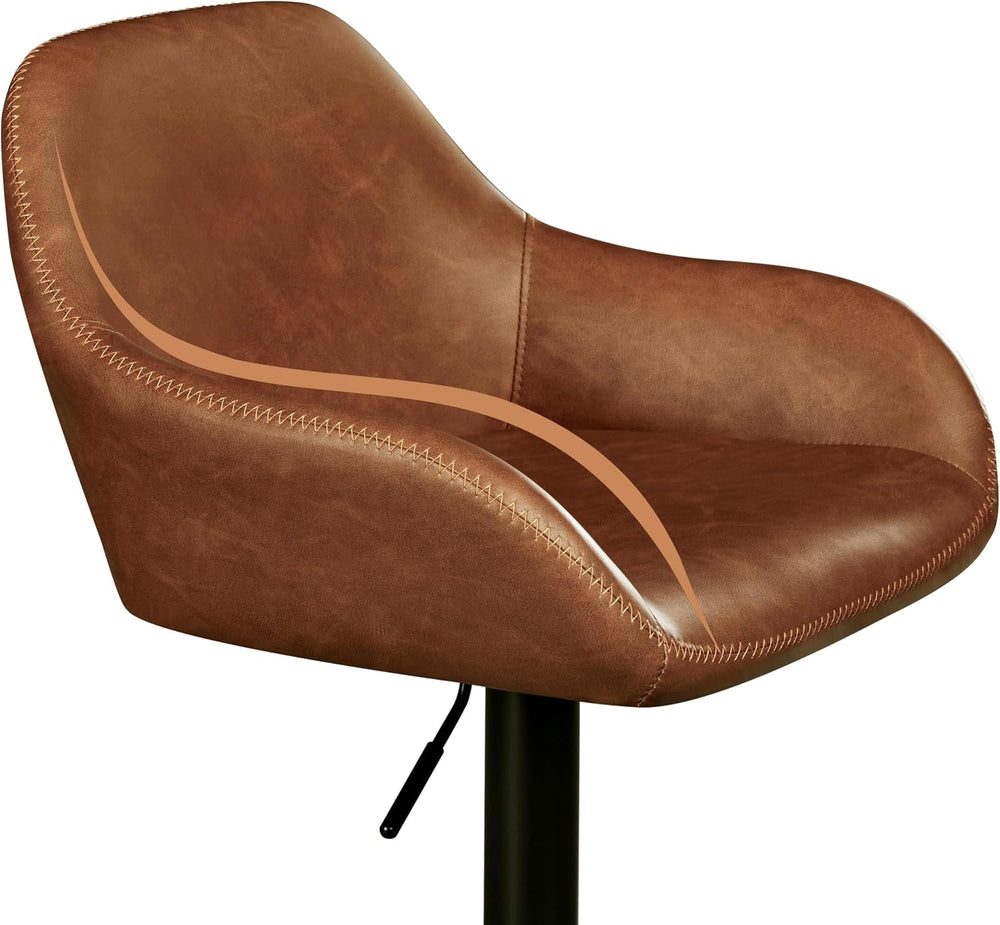 Yaheetech Bar Stools Set of 2, Adjustable Swivel PU Leather, Retro Brown