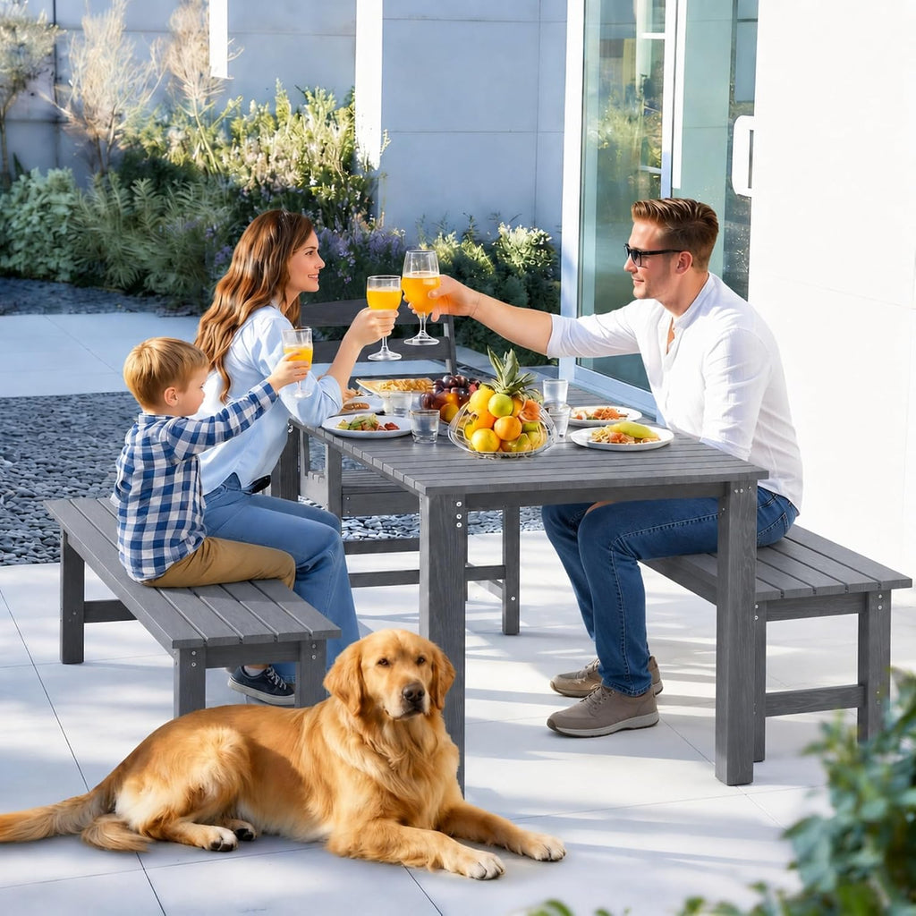 dining table set, 5-piece hdpe outdoor dining set, close-up detail