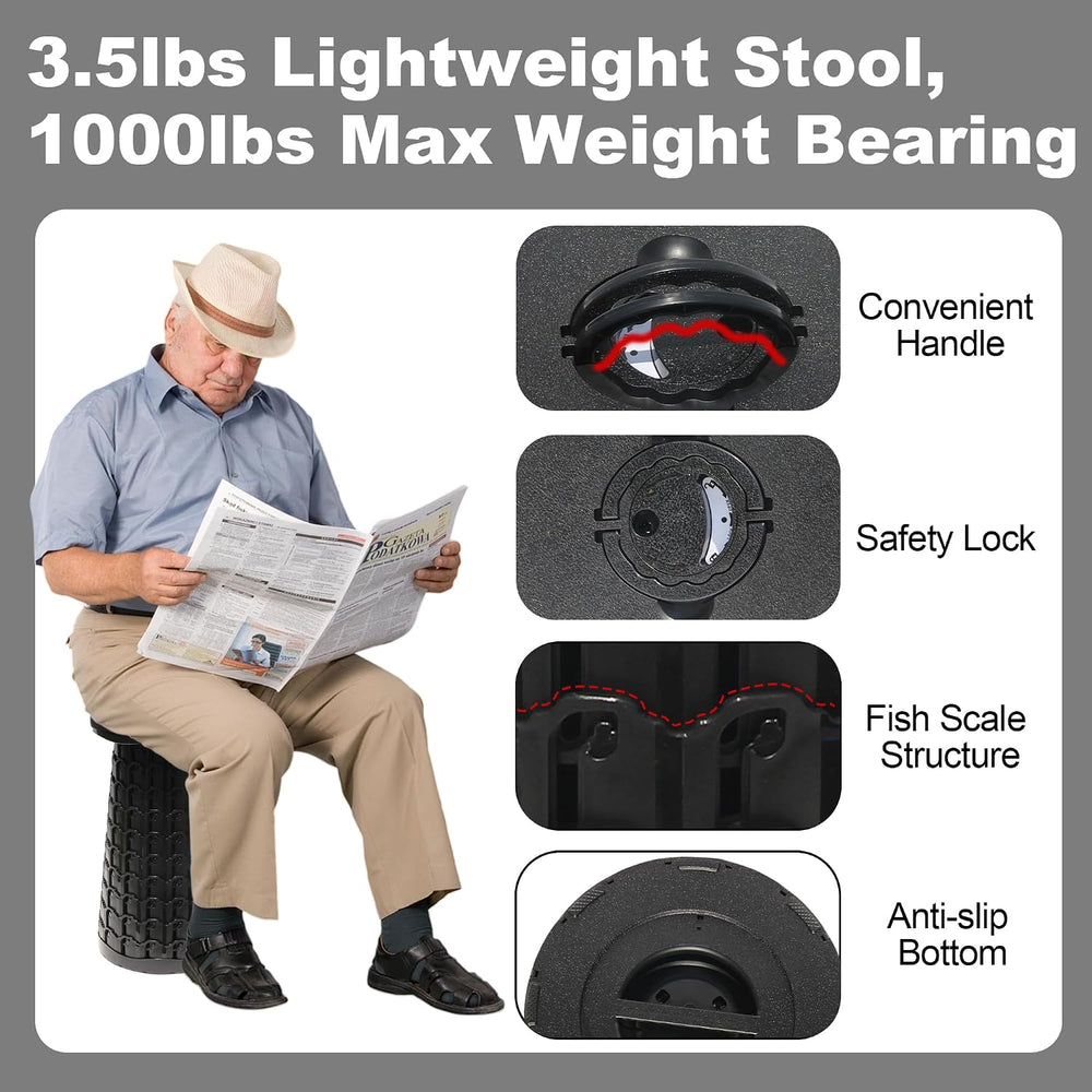 ALEVMOOM Upgraded 19.7" Collapsible Stool + 1.38" Thicker Cushion, ...