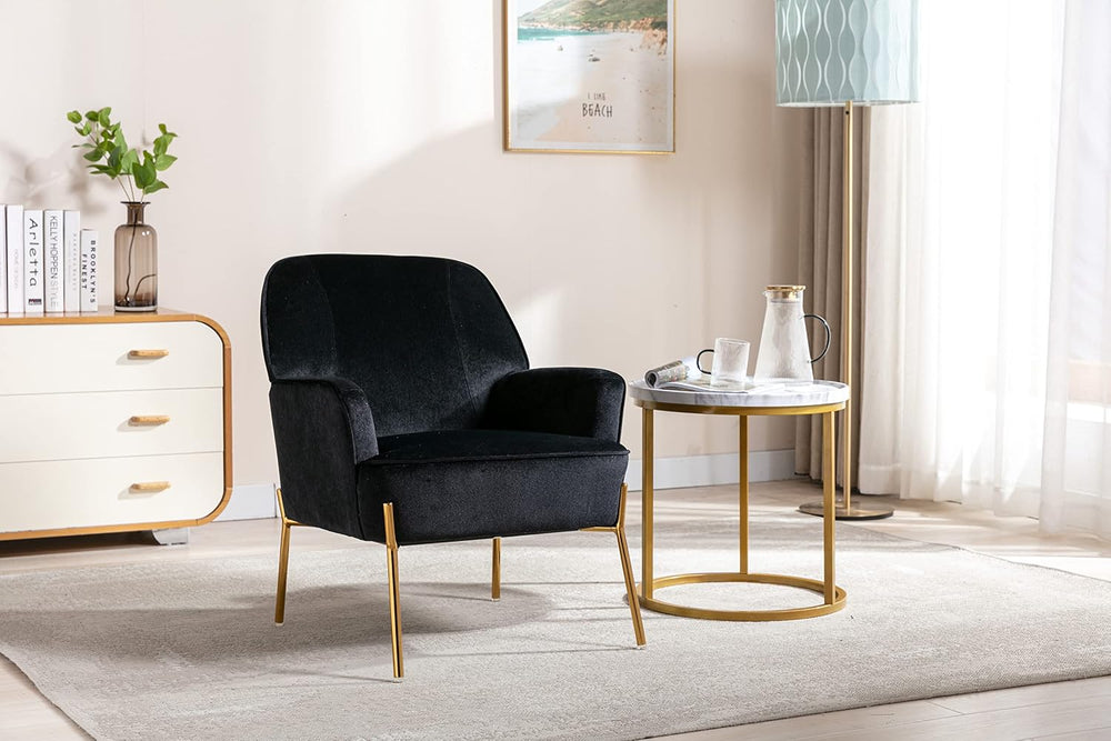 Comfy Velvet Accent Chair with Glam Metal Legs for Dining Room Bedroom Living...