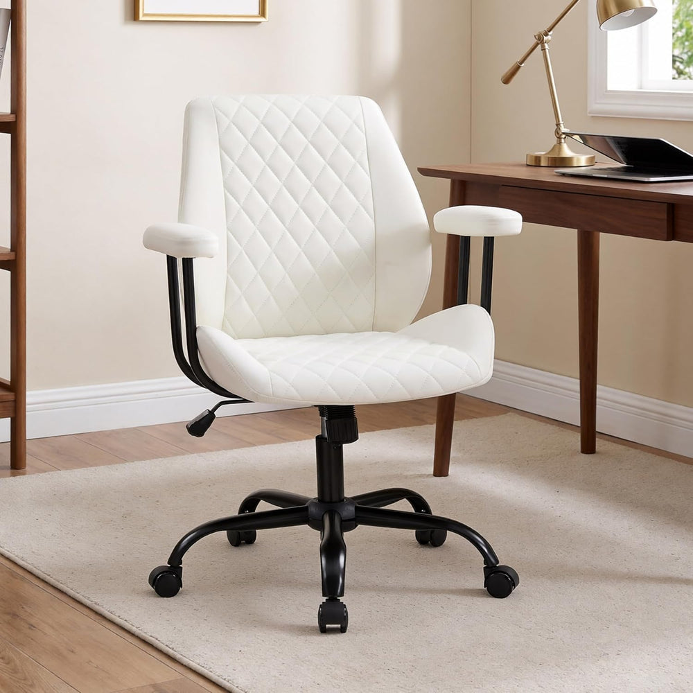 Volans Swivel Computer Desk Chair with Casters, Mid Back, Ivory White