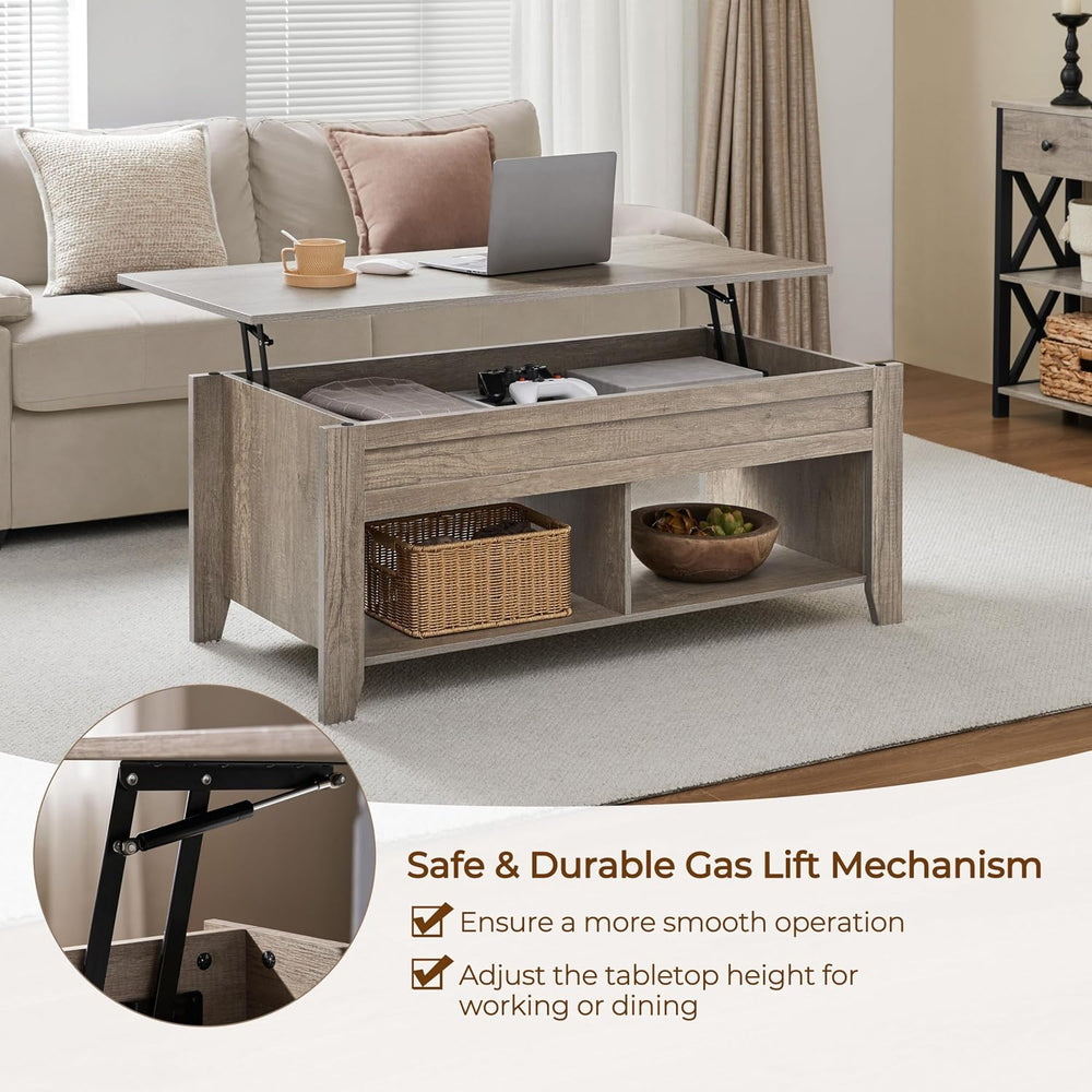 Yaheetech 39.5" Lift Top Coffee Table with Storage Shelf, Gray