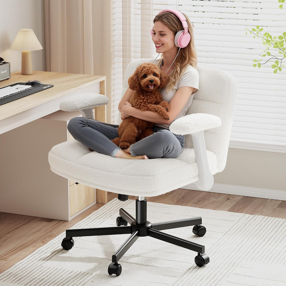 DurayLoly Criss Cross Chair with Wheels & Flip-Up Arms, Height Adjustable
